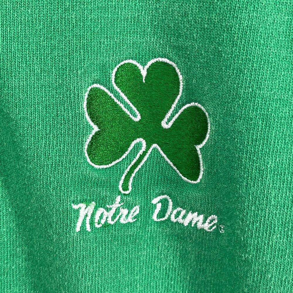 NOTRE DAME Shirt Mens L 90s BARBARIAN RUGBY Fighting Irish Shamrock Cotton Green - Picture 8 of 13